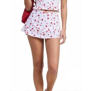 NEW ROWAN women's berries cherries mini skirt in white